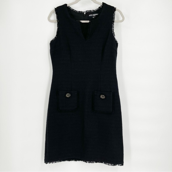 Karl Lagerfeld Sleeveless Black Tweed Dress Women’s Size 6 - Picture 1 of 12